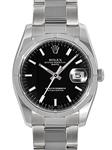 Rolex Date 34mm Engine Turned Bezel 115210 bkio
